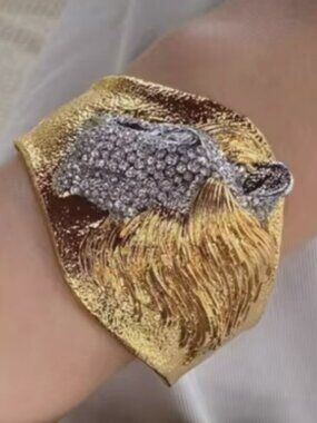 Alexis Bittar Maldivian Lion Rare Statement Cuff Bracelet in Goldtone